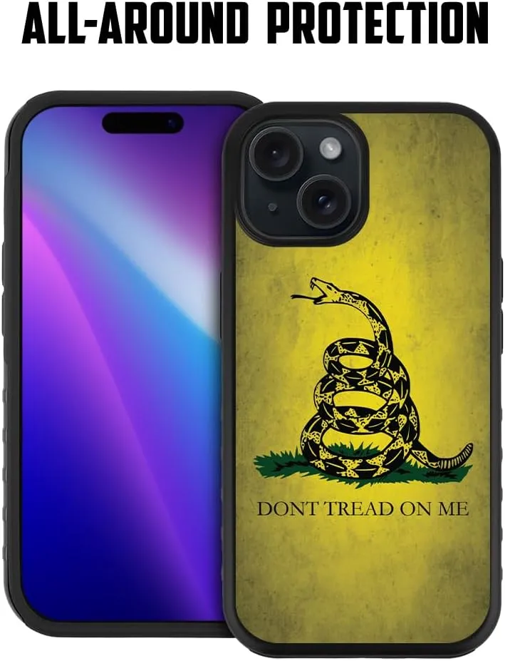Guard Dog Case Compatible with iPhone 15 - Compatible with MagSafe - Military Grade - Rugged Two Piece Protection - Designer - American Flag - Gadsden