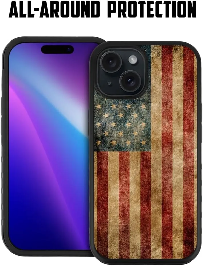 Guard Dog Case Compatible with iPhone 15 - Compatible with MagSafe - Military Grade - Rugged Two Piece Protection - Designer - American Flag - Perseverance