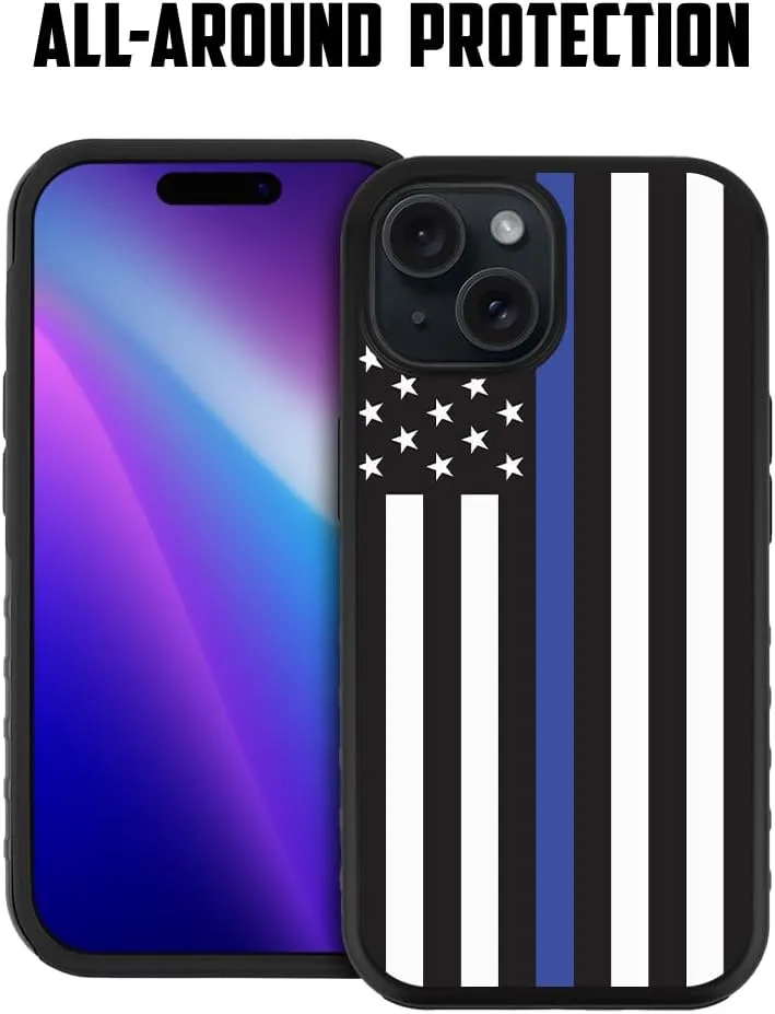 Guard Dog Case Compatible with iPhone 15 - Compatible with MagSafe - Military Grade - Rugged Two Piece Protection - Designer - American Flag - Thin Blue Line - Honor