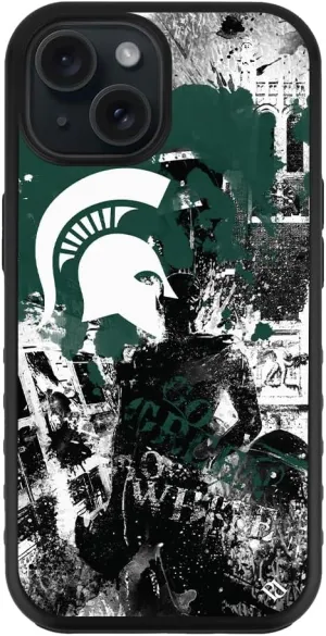 Guard Dog Case Compatible with iPhone 15 - Military Grade - Rugged Two Piece Protection - Collegiate Licensed - Michigan State Spartans - by Paulson Designs