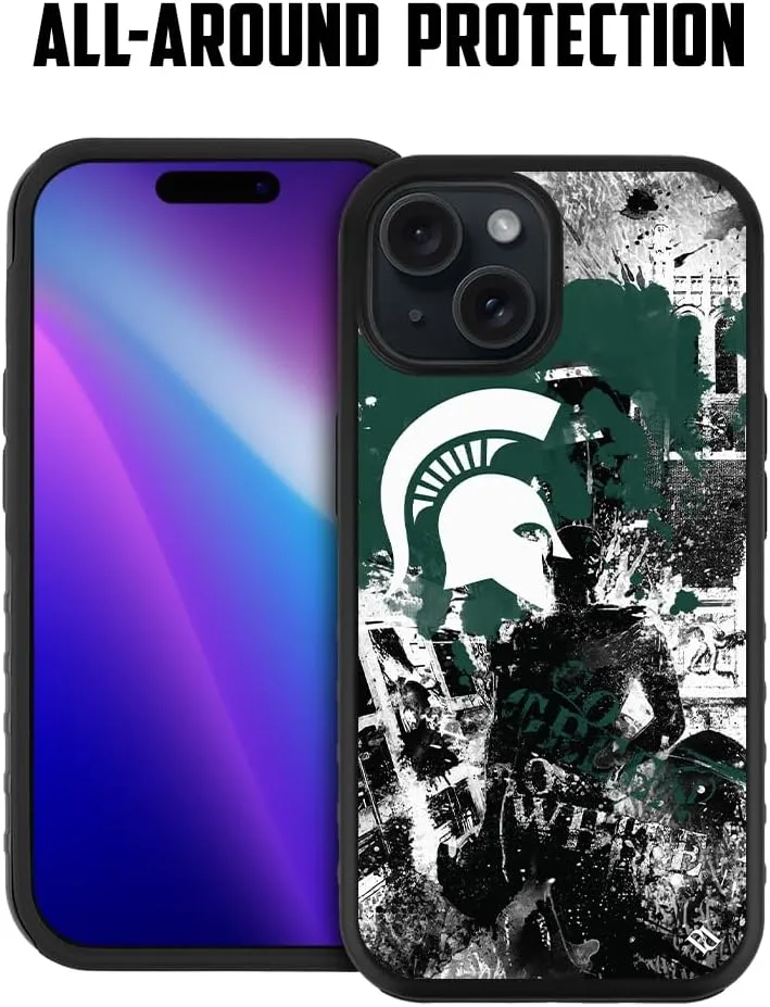 Guard Dog Case Compatible with iPhone 15 - Military Grade - Rugged Two Piece Protection - Collegiate Licensed - Michigan State Spartans - by Paulson Designs
