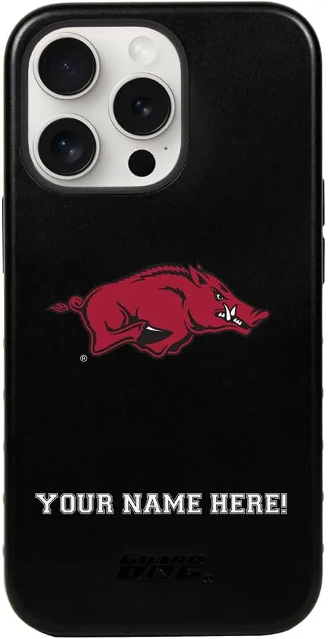 Guard Dog Case Compatible with iPhone 15 Pro Max - Military Grade - Rugged Two Piece Protection - Collegiate Licensed - Arkansas Razorbacks - Personalized