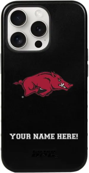 Guard Dog Case Compatible with iPhone 15 Pro Max - Military Grade - Rugged Two Piece Protection - Collegiate Licensed - Arkansas Razorbacks - Personalized