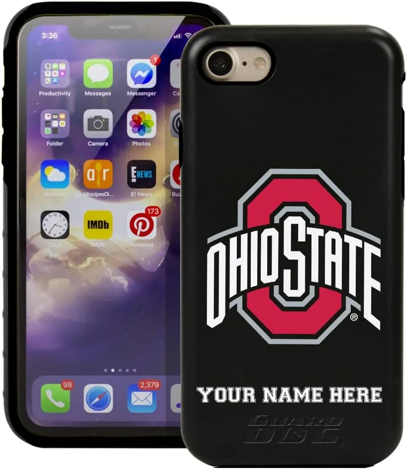 Guard Dog Case Compatible with iPhone 7/8/SE - Military Grade - Rugged Two Piece Protection - Collegiate Licensed - Ohio State Buckeyes - Personalized