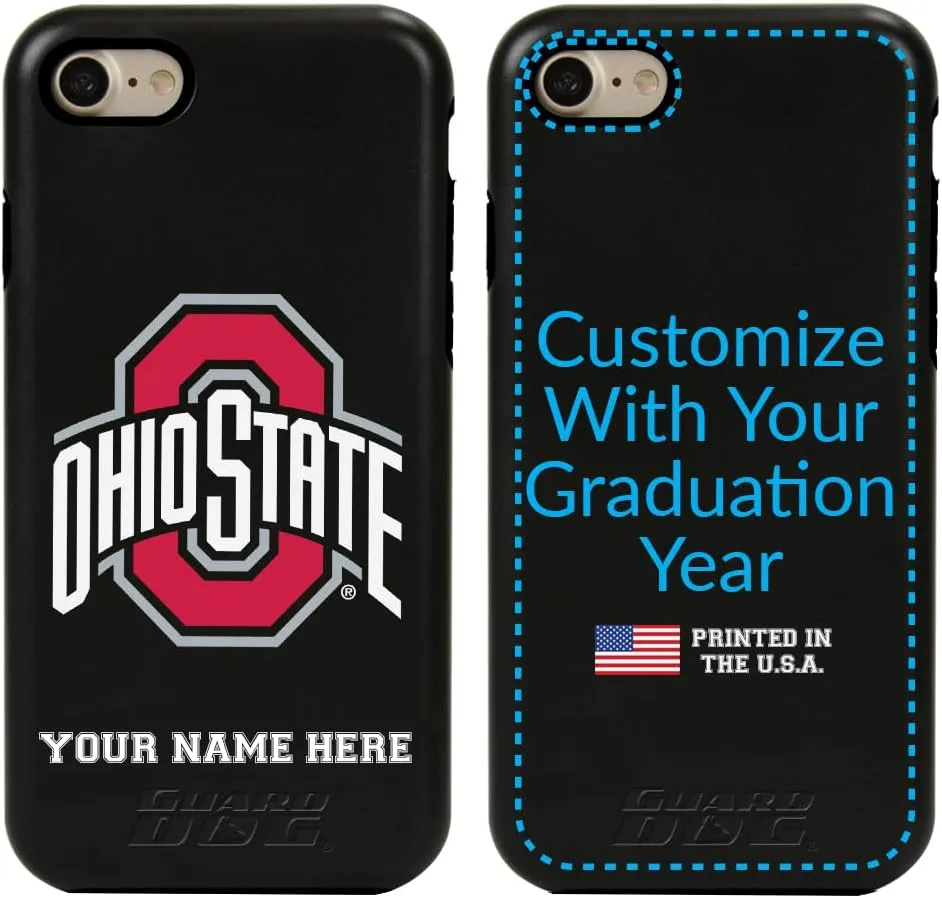 Guard Dog Case Compatible with iPhone 7/8/SE - Military Grade - Rugged Two Piece Protection - Collegiate Licensed - Ohio State Buckeyes - Personalized
