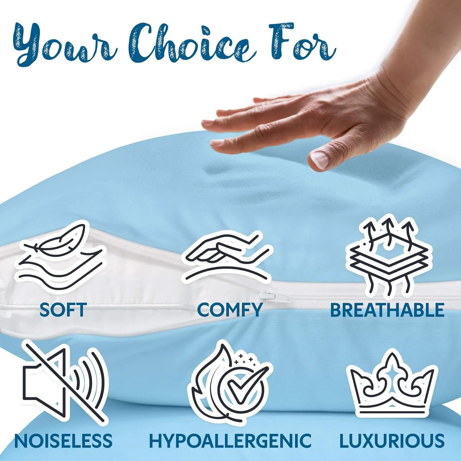 Guardmax Jersey Knitted Pillow Protector with Zipper Body Size - 100% Waterproof, Bed Bug Proof, Dust Mite Proof, & Hypoallergenic Pillow Covers - Premium Zippered Pillow Cases. (20 X 55)