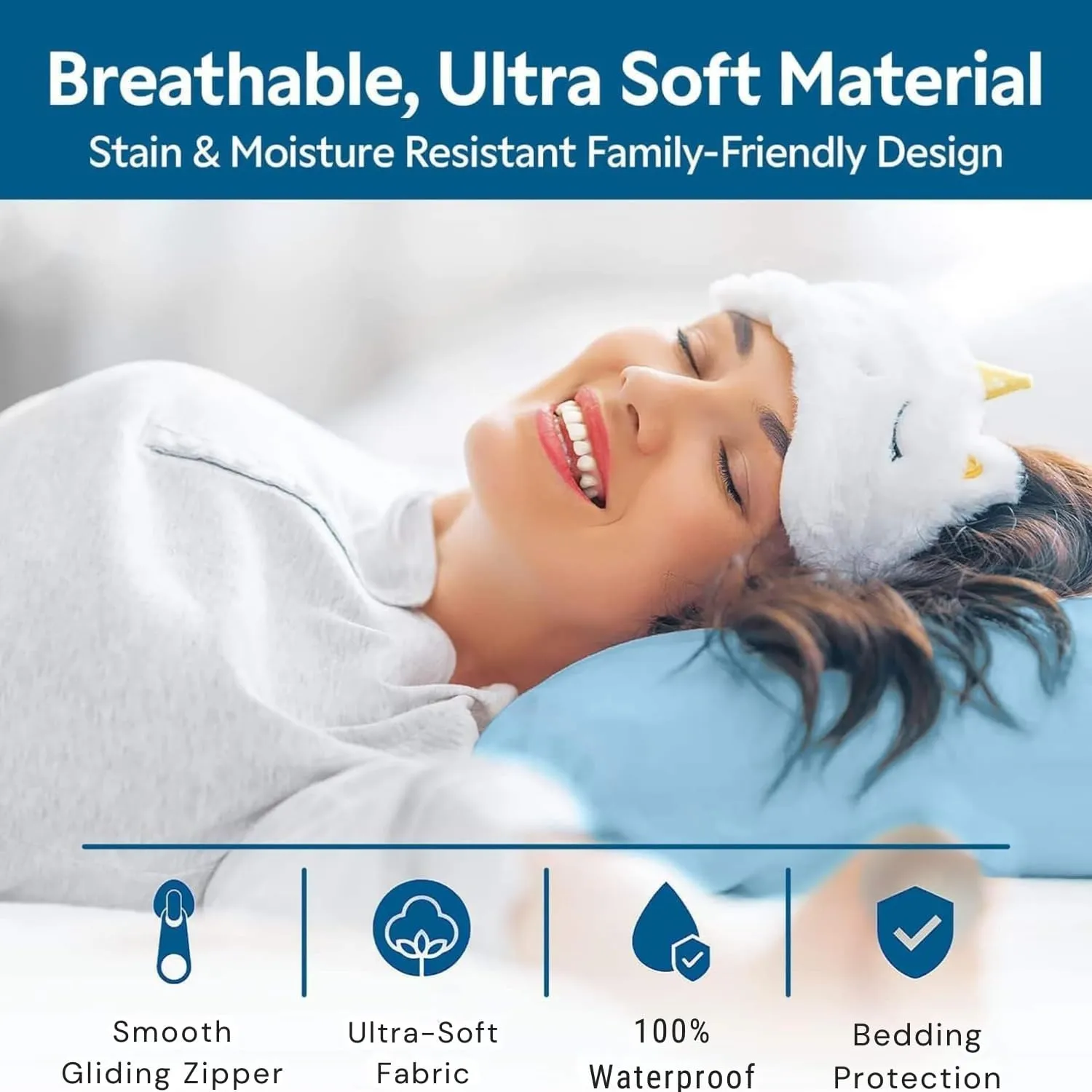 Guardmax Jersey Knitted Pillow Protector with Zipper Body Size - 100% Waterproof, Bed Bug Proof, Dust Mite Proof, & Hypoallergenic Pillow Covers - Premium Zippered Pillow Cases. (20 X 55)