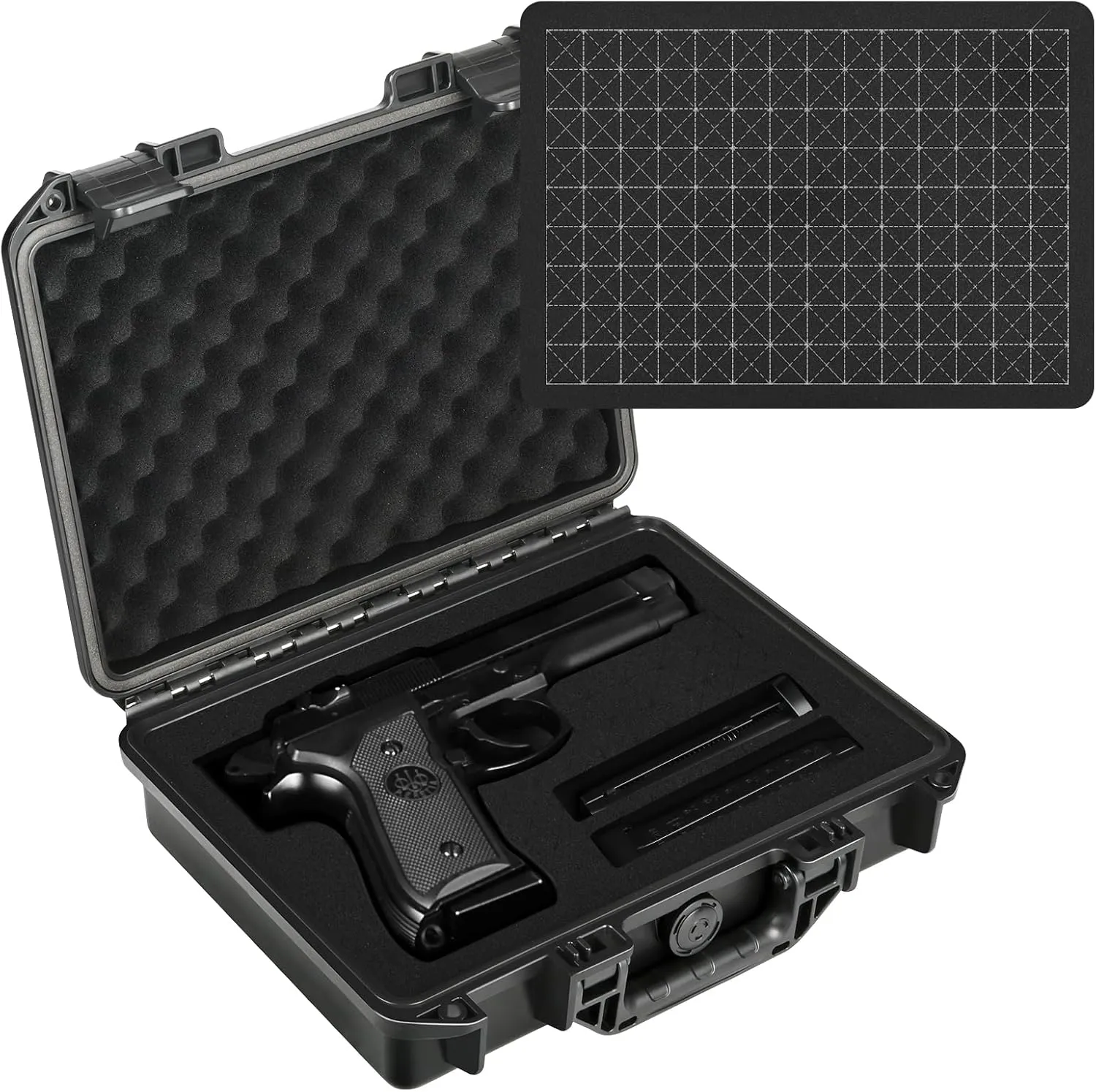 Gun Case Box for Pistol Handgun: TSA Approved Waterproof Handgun Case with DIY Customizable Foam, Travel Carrying Cases for Pistols, Shockproof Hard Shell Firearm Storage Box for Transport & Storage