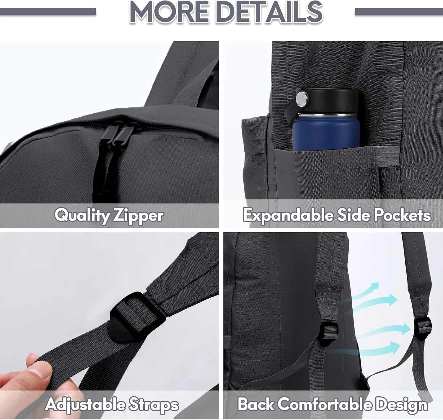 Haimont Backpacks for Travel 20L, Lightweight Travel Casual Bag, Daypack Laptop Backpack, Computer Bag for Women & Men, Grey
