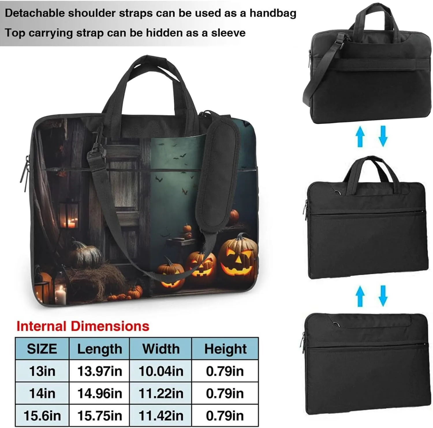 Halloween backdrop Laptop Bag for Women Men 15.6" Computer Sleeve Business Travel Briefcase Messenger Bag
