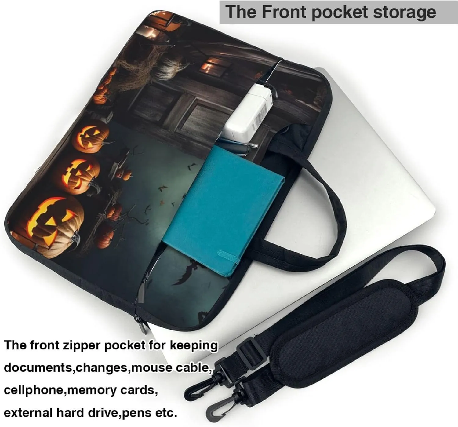 Halloween backdrop Laptop Bag for Women Men 15.6" Computer Sleeve Business Travel Briefcase Messenger Bag