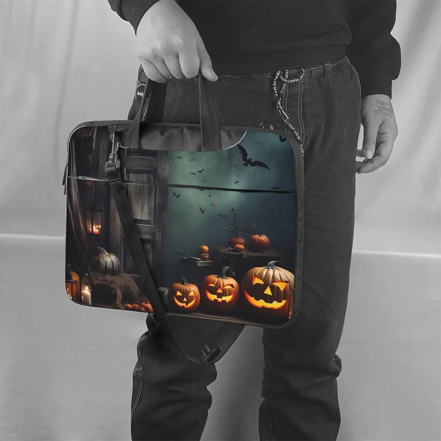 Halloween backdrop Laptop Bag for Women Men 15.6" Computer Sleeve Business Travel Briefcase Messenger Bag