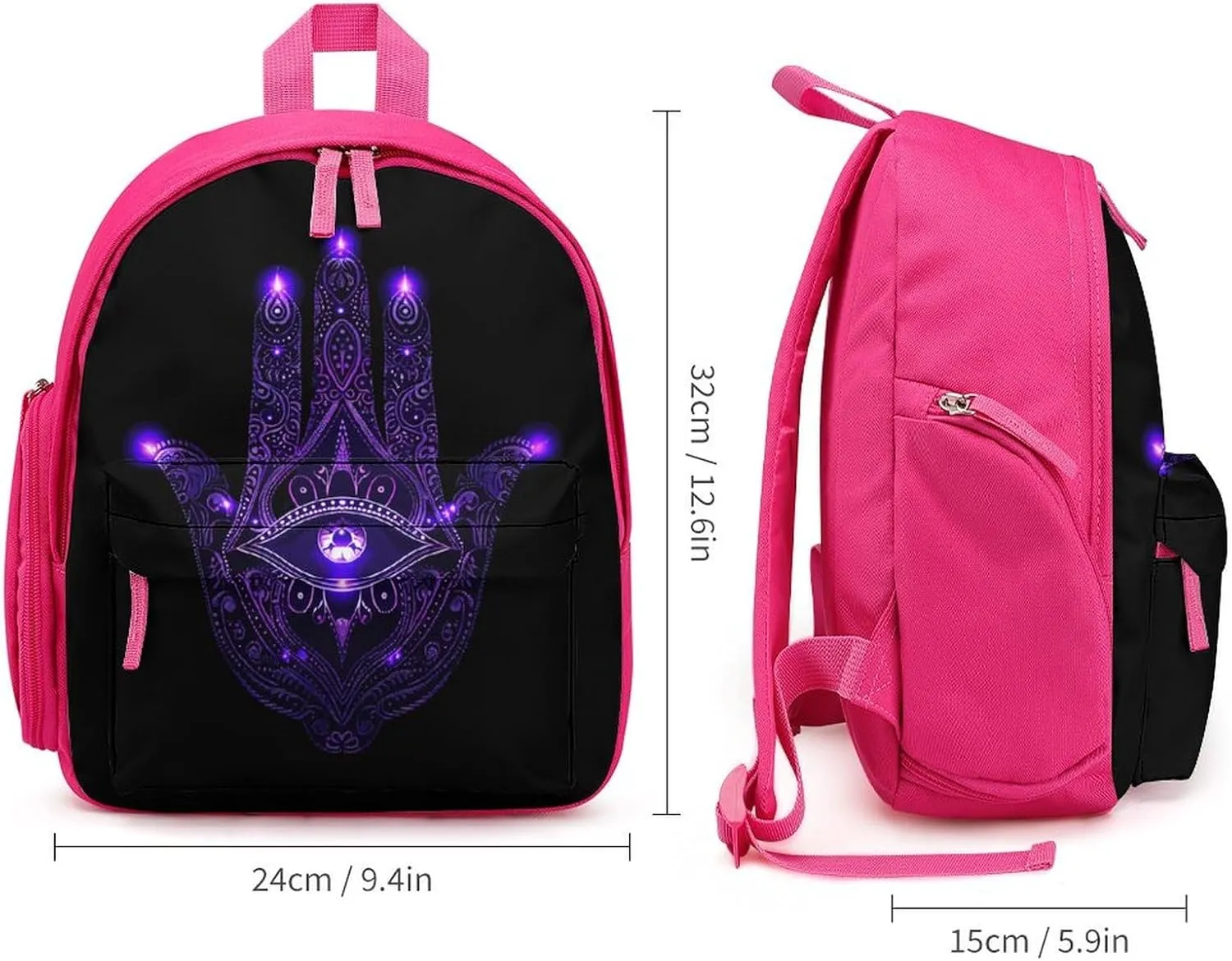 Hamsa Hand Reactive Evil Eye Travel Laptop Backpack for Men Women Lightweight Shoulder Bag Work Bag Daypack