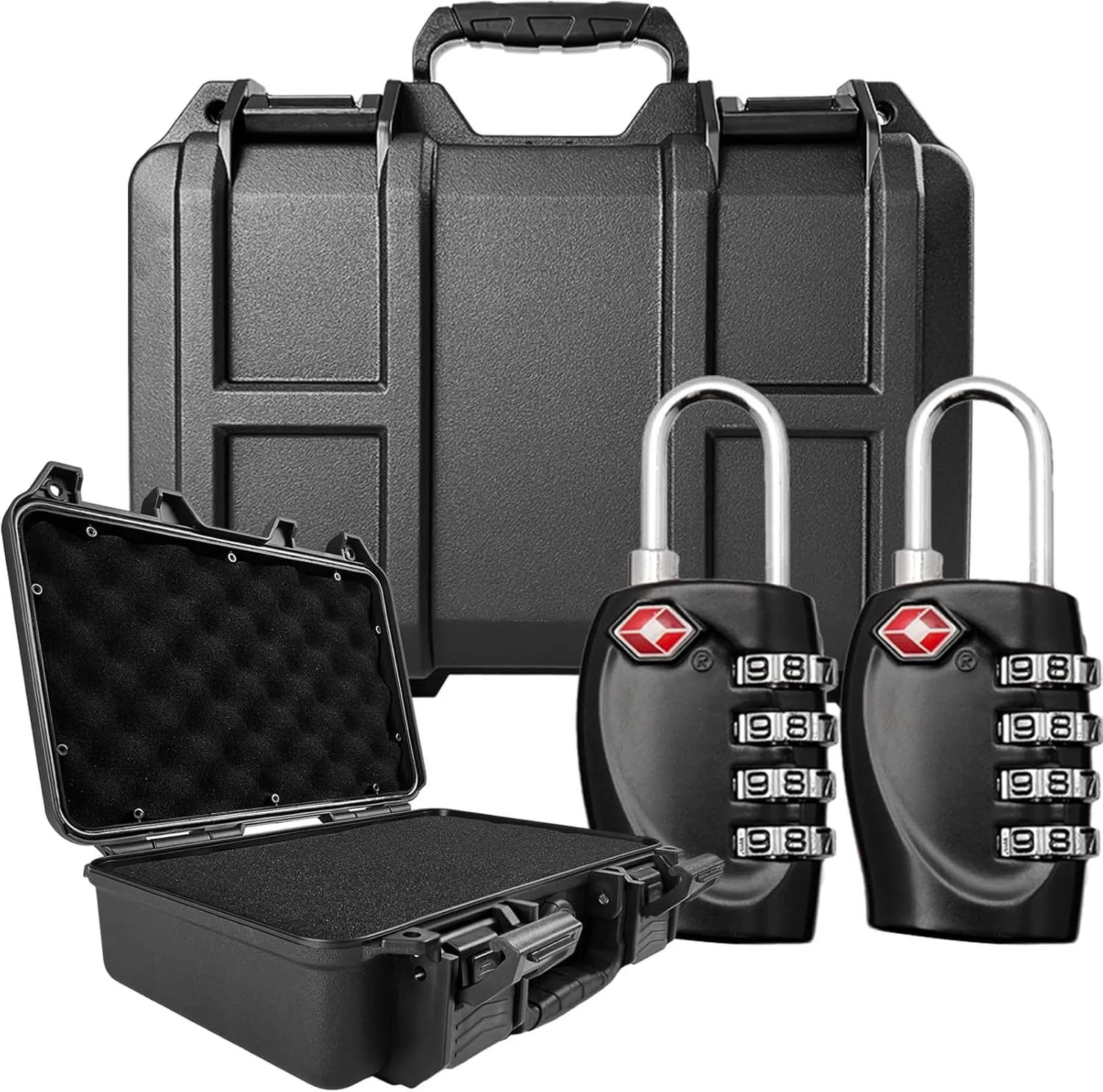 Handgun Case Lockable-Firearm Travel Pistol Case with 2 TSA Locks, UPGRADED Gun Case Lock - Adjustable Alloy Handle