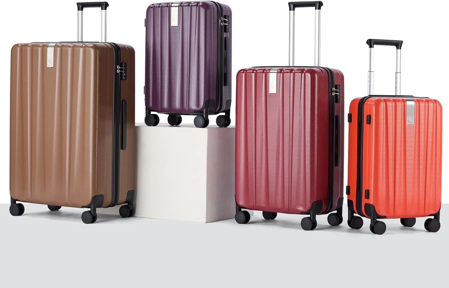Hanke 29 Inch Expandable Checked Luggage Lightweight PC Hard Shell Luggage Suitcases with Wheels Tsa Luggage Rolling Large Suitcase Travel Luggage Bag for Study Abroad(Orange)