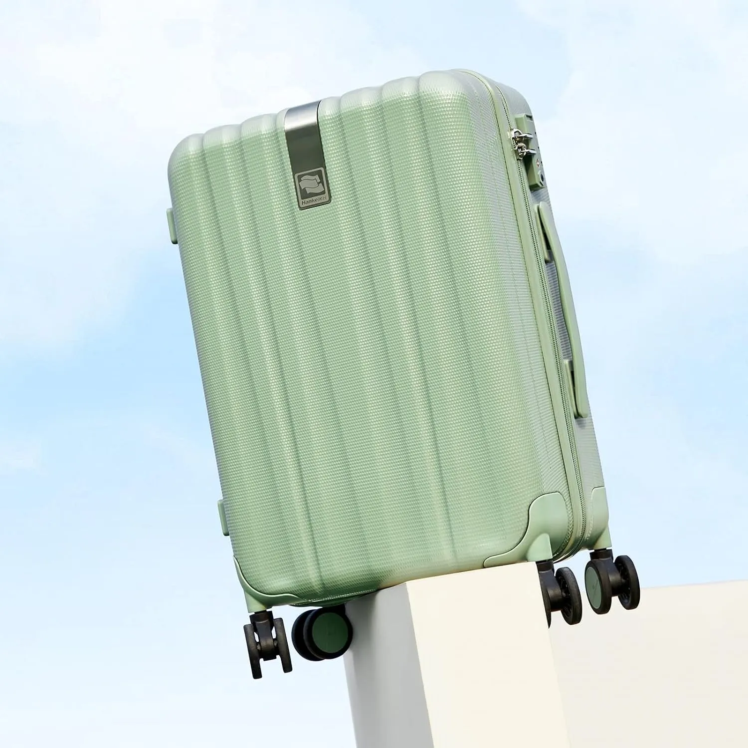 Hanke Luggage Sets 2 piece Carry On Luggage with Wheels PC Hard Shell Suitcases Lightweight Checked Travel Luggage Large Travel Suitcase Woman Men 20/29 Inch(Bamboo Green)