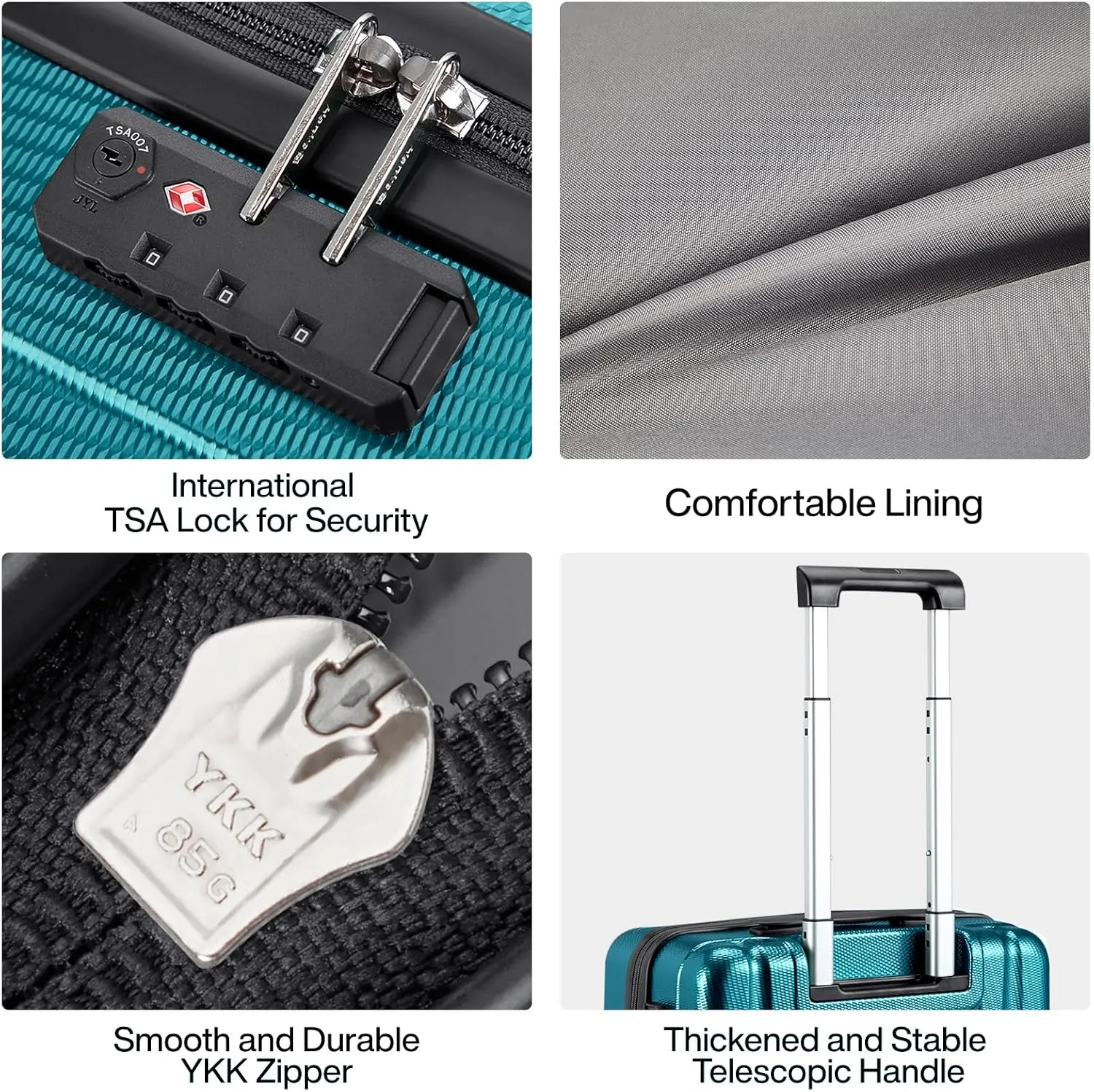 Hanke Luggage Sets 3 piece Carry On Luggage with Wheels PC Hard Shell Suitcases Lightweight Checked Travel Luggage Extra Large Travel Suitcase Woman Men 20/24/29 Inch(Caribbean Blue)