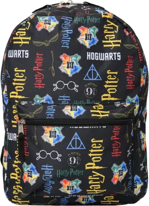 Harry Potter 16" Laptop Backpack Bag Hogwarts Crest All Over Print Cargo