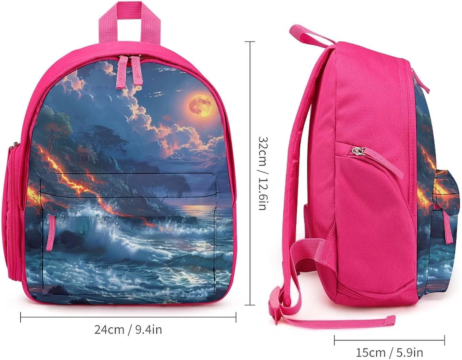 Hawaii Volcanic Eruption Lava in Moon Cute Backpack Lightweight Mini Shoulder Bag Travel Daypack for Camping Picnic