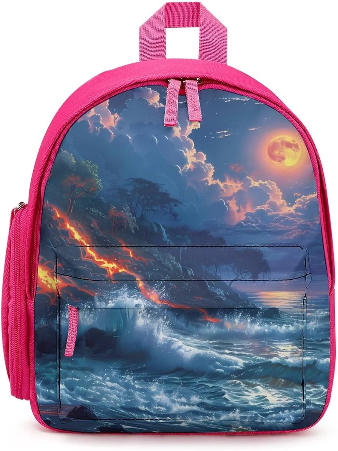 Hawaii Volcanic Eruption Lava in Moon Cute Backpack Lightweight Mini Shoulder Bag Travel Daypack for Camping Picnic