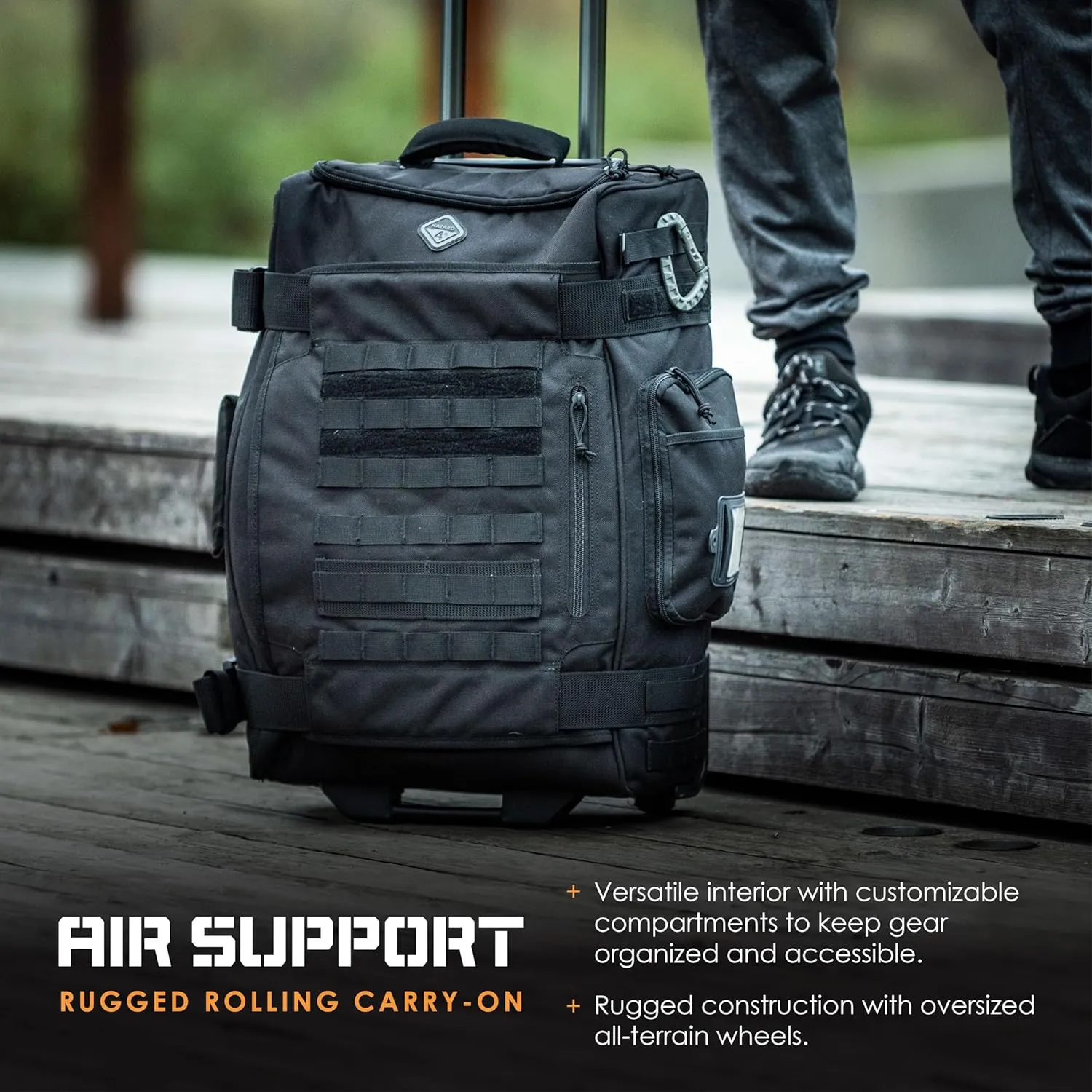 HAZARD 4 Air Support(TM) 2020 Version: Rugged Rolling Carry-On - Black