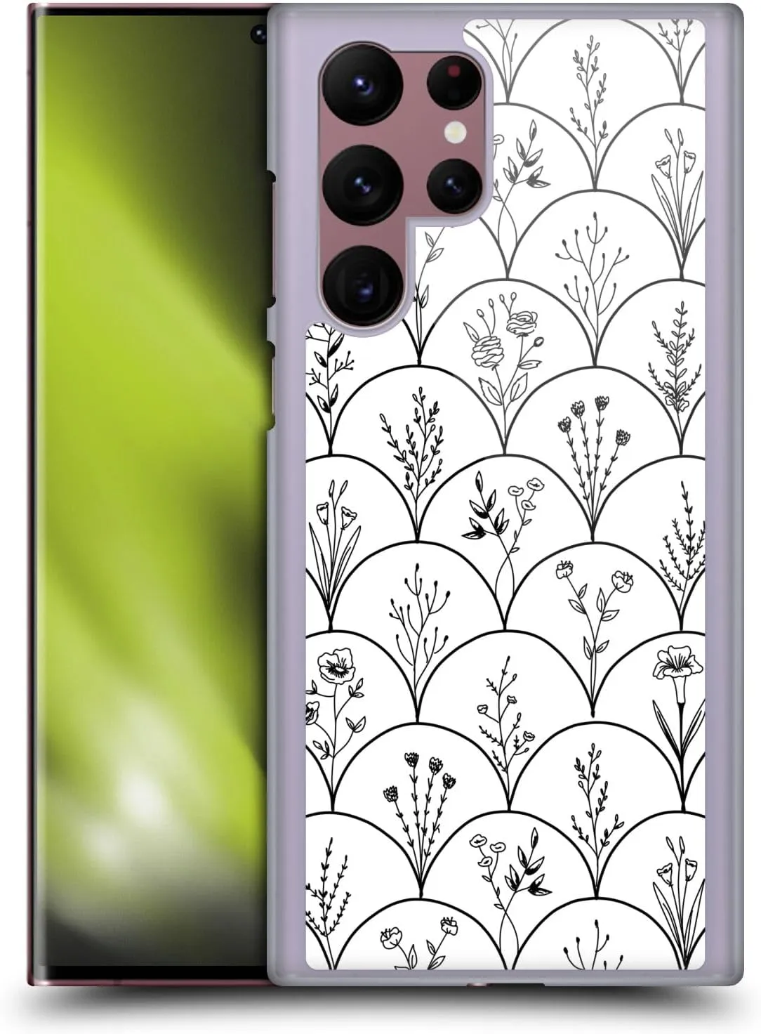 Head Case Designs Officially Licensed Anis Illustration Wild Flowers Black Scallops Spring Patterns Hard Back Case Compatible with Samsung Galaxy S22 Ultra 5G
