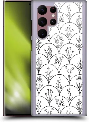 Head Case Designs Officially Licensed Anis Illustration Wild Flowers Black Scallops Spring Patterns Hard Back Case Compatible with Samsung Galaxy S22 Ultra 5G