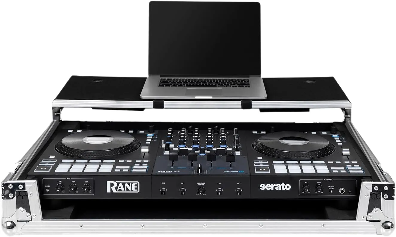 Headliner Flight Case Compatible with Rane Four & Rane Performer with Laptop Platform & Wheels