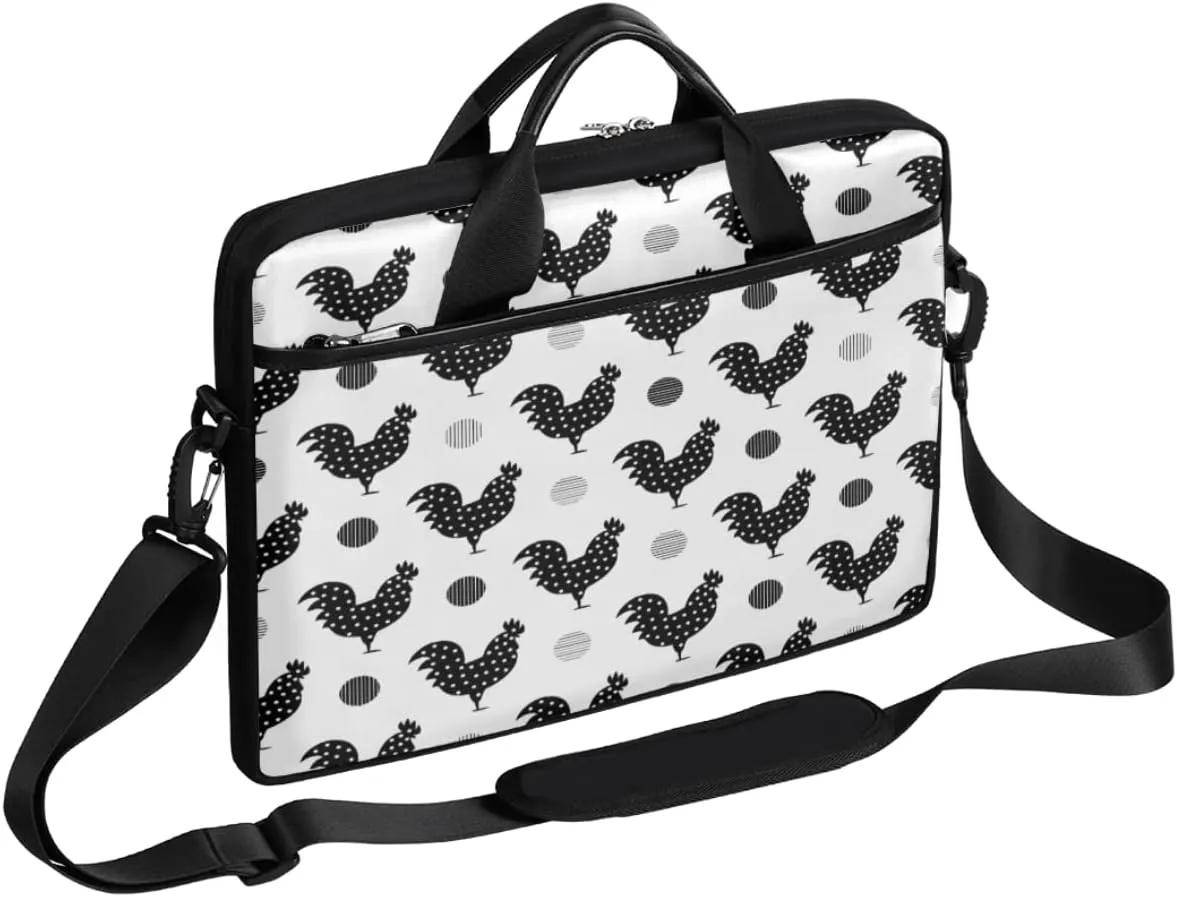 Hens And Chickens Black Background Laptop Shoulder Messenger Bag Waterproof Laptop Briefcase Handle Padded Strap