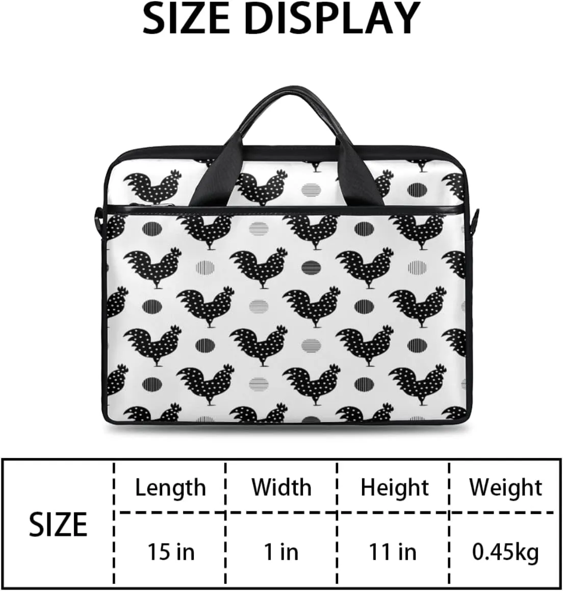 Hens And Chickens Black Background Laptop Shoulder Messenger Bag Waterproof Laptop Briefcase Handle Padded Strap