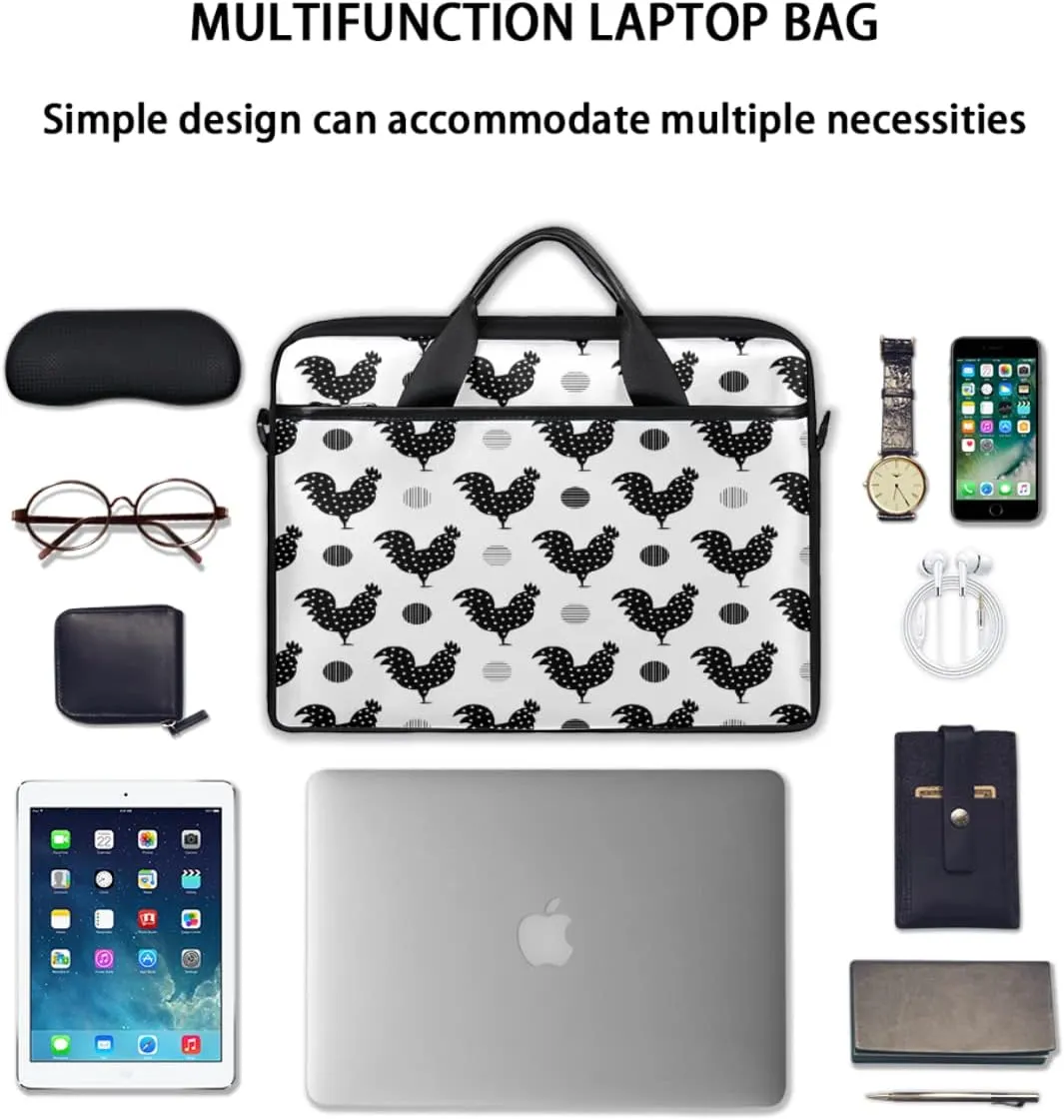 Hens And Chickens Black Background Laptop Shoulder Messenger Bag Waterproof Laptop Briefcase Handle Padded Strap