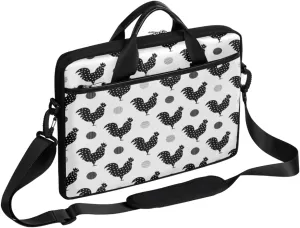 Hens And Chickens Black Background Laptop Shoulder Messenger Bag Waterproof Laptop Briefcase Handle Padded Strap