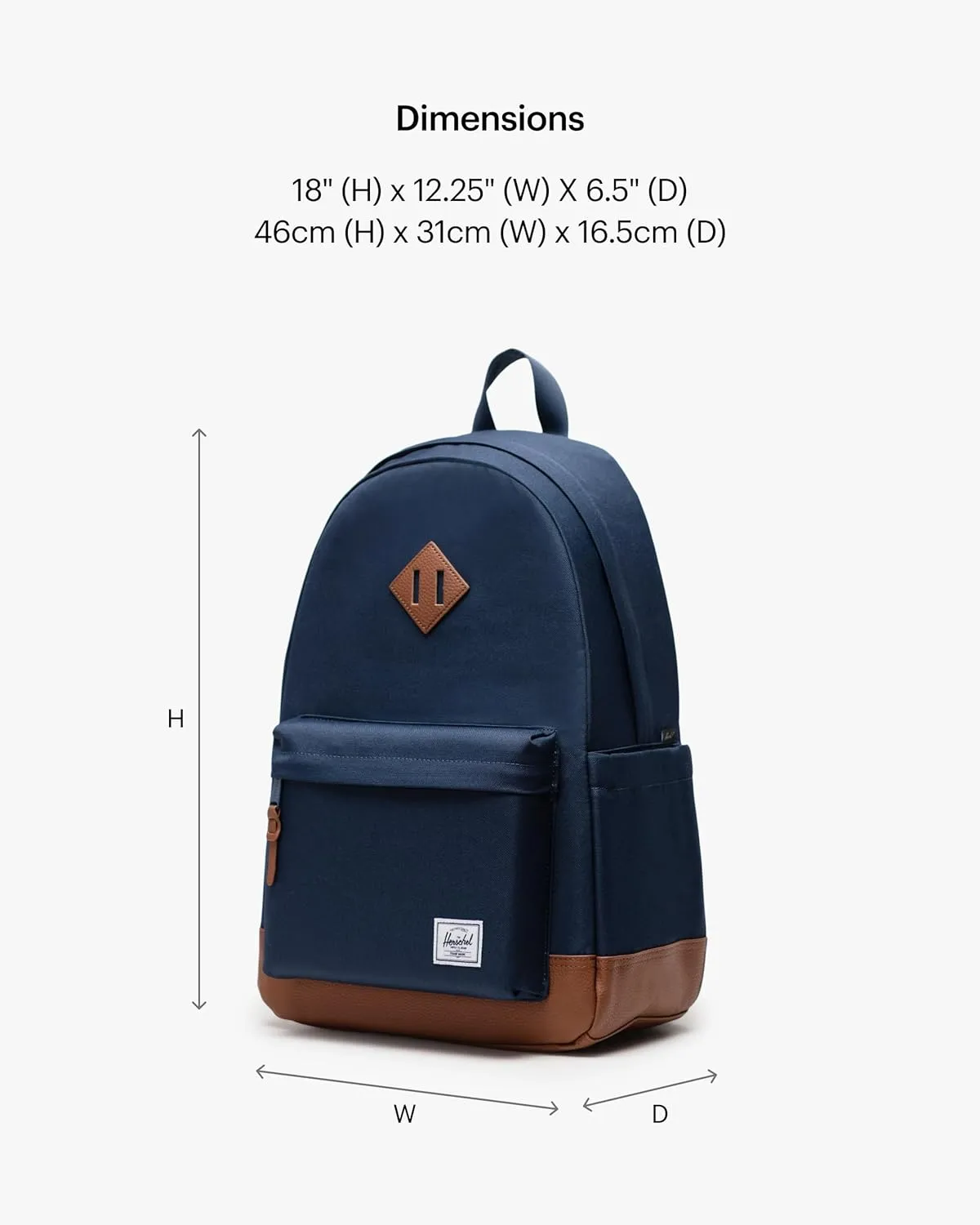 Herschel Supply Co. Heritage Backpack, Navy/Tan, Standard-24L