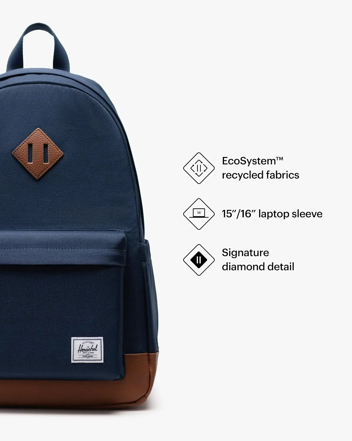 Herschel Supply Co. Heritage Backpack, Navy/Tan, Standard-24L