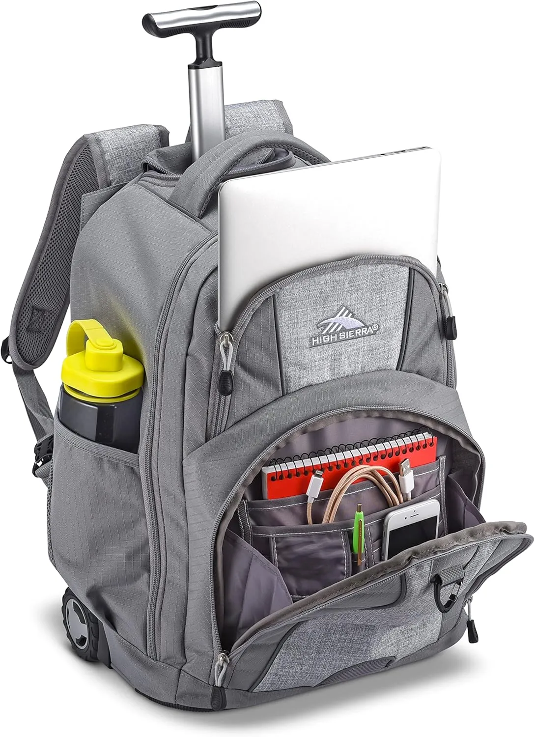 High Sierra Freewheel Wheeled Laptop Backpack, Silver Heather, One Size