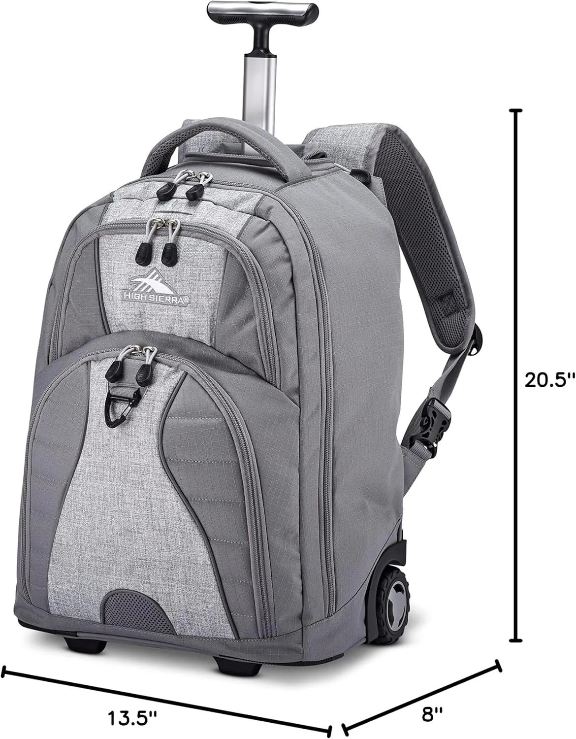 High Sierra Freewheel Wheeled Laptop Backpack, Silver Heather, One Size