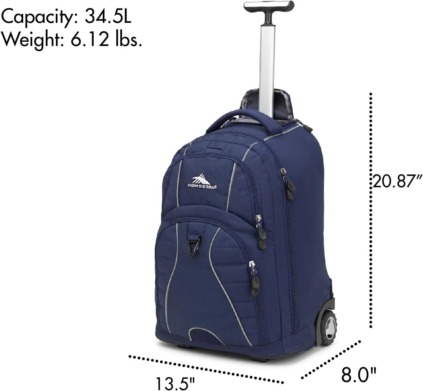 High Sierra Freewheel Wheeled Laptop Backpack, True Navy, 20.5 x 13.5 x 8-Inch
