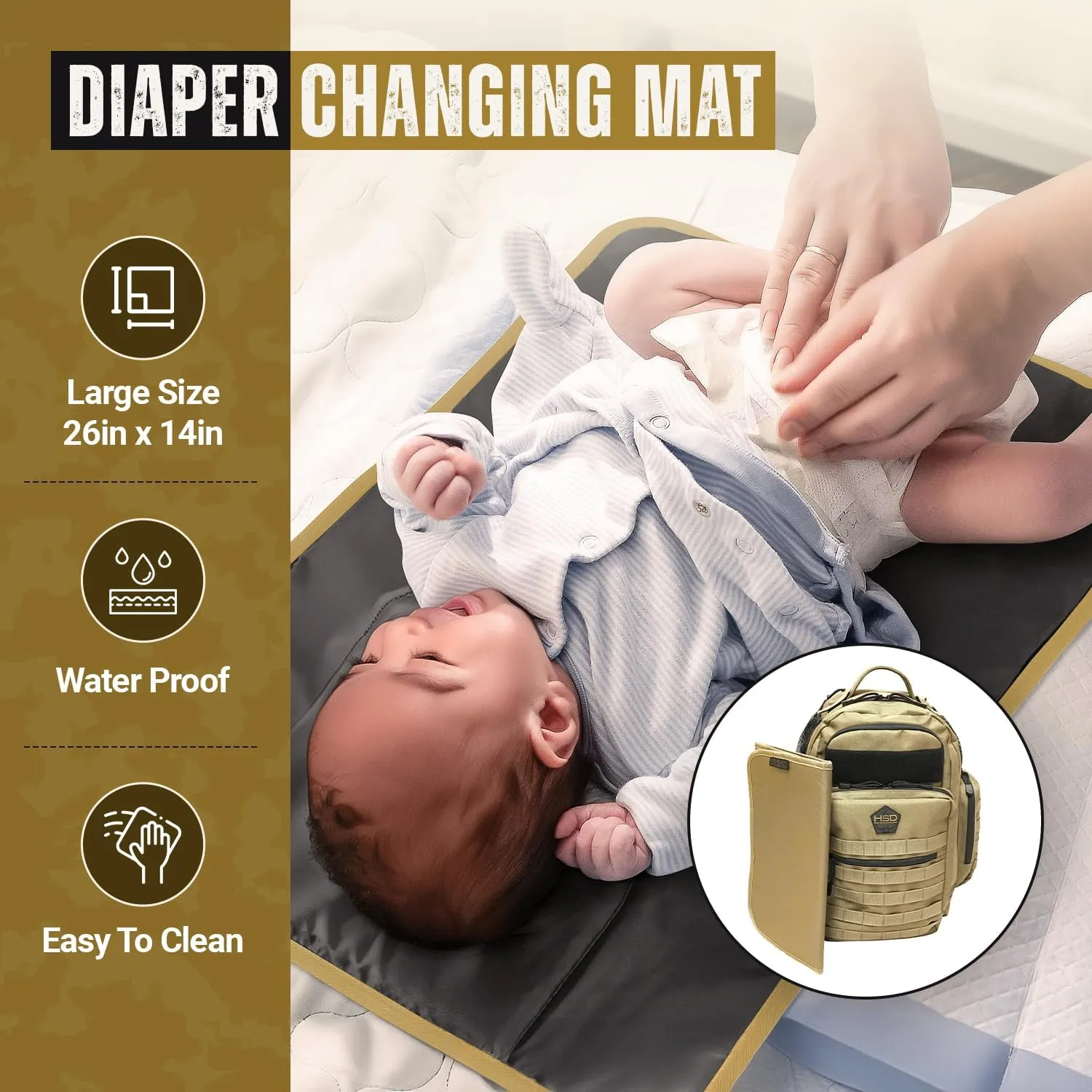 HighSpeedDaddy - Baby Diaper Backpack, Military-Grade, Waterproof, Compact Baby Travel Bag w/Stroller Straps & Tablet Sleeve