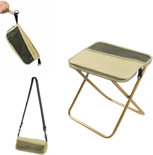 Hiking Portable Stool - Lightweight Collapsible Camping Chair with Carry Bag, Foldable Outdoor Seat for Hikers & Backpackers, Waterproof & Durable​ (Khaki, L)