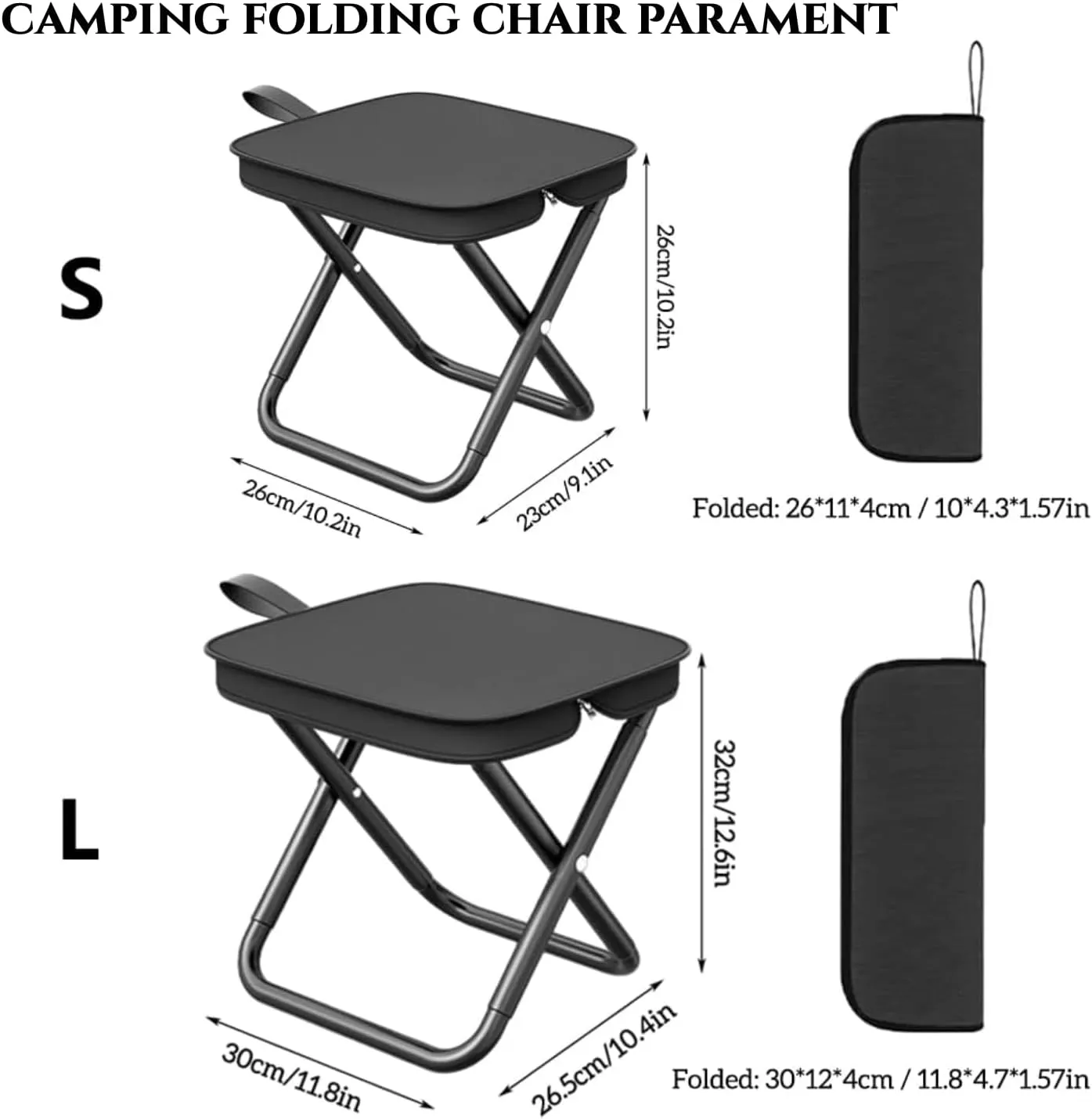 Hiking Portable Stool - Lightweight Collapsible Camping Chair with Carry Bag, Foldable Outdoor Seat for Hikers & Backpackers, Waterproof & Durable​ (Khaki, L)
