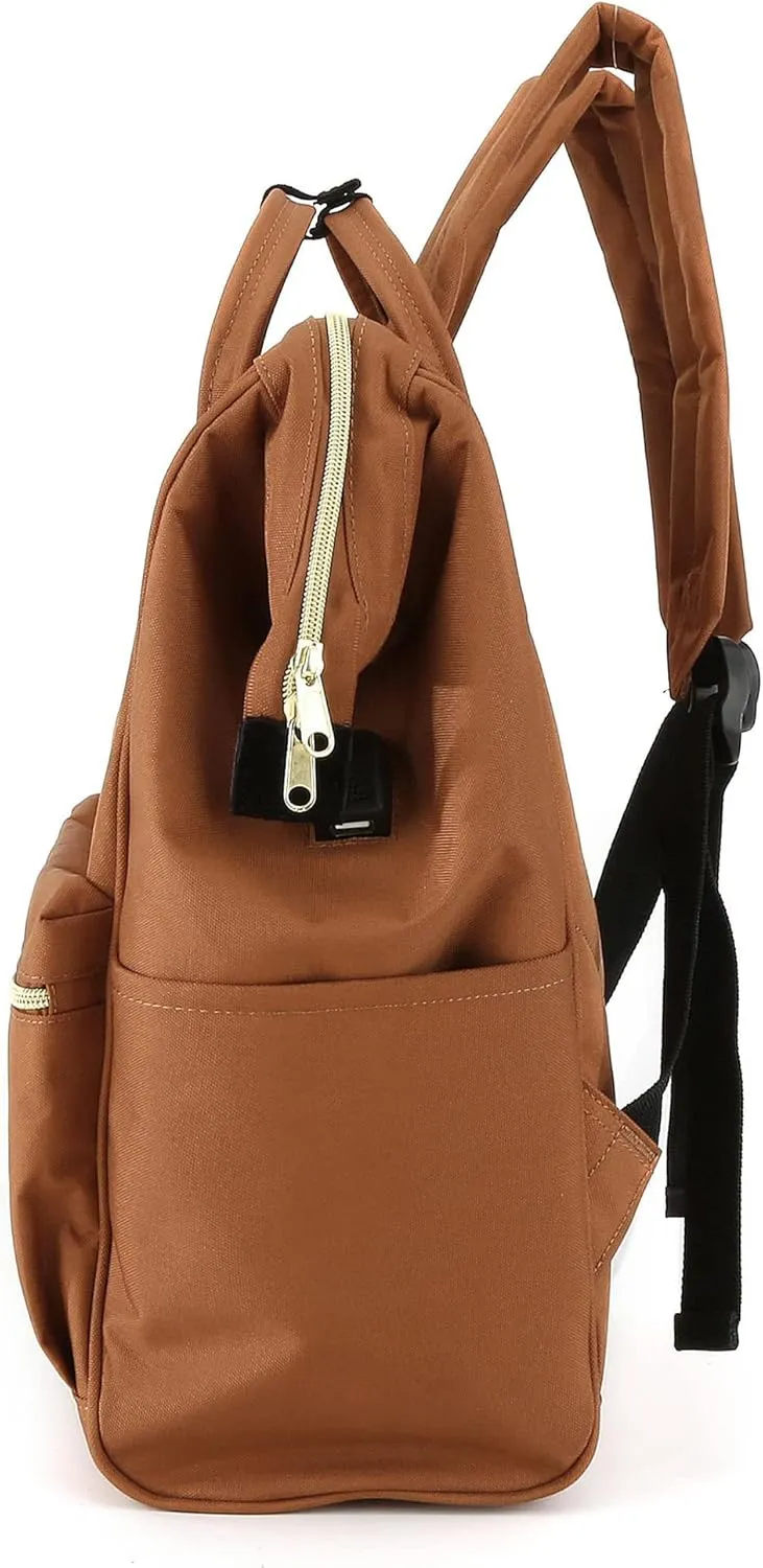 Himawari Laptop Backpack for Women&Men,Wide Open Large USB Charging Port 15.6 Inch Laptop Doctor College Work Bag (9001 - Caramel)