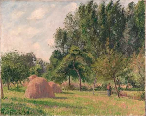 Historic Pictoric Art Print : Camille Pissarro - Haystacks, Morning, Éragny : Vintage Wall Décor : 10in x 08in