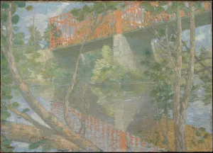 Historic Pictoric Art Print : Julian Alden Weir - The Red Bridge : Vintage Wall Décor : 12in x 08in