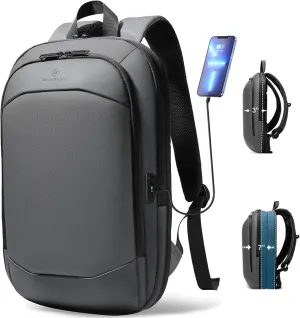 hk Business Backpack for Men 17 Inch,Slim & Expandable Waterproof Travel Laptop Backpack with USB Charger Port (Dark Grey)
