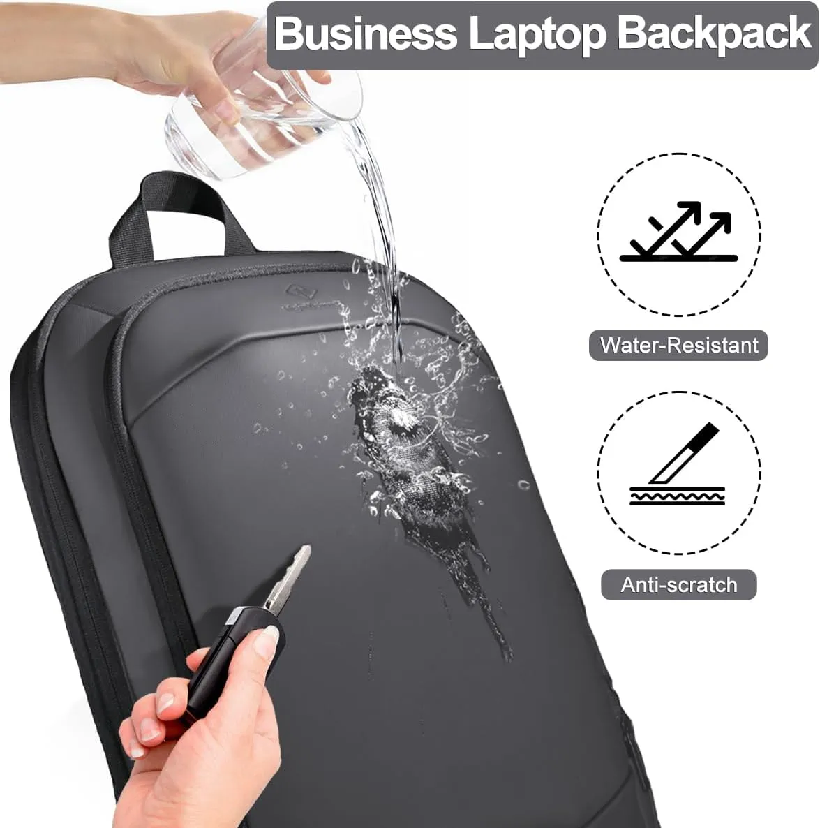 hk Business Backpack for Men 17 Inch,Slim & Expandable Waterproof Travel Laptop Backpack with USB Charger Port (Dark Grey)
