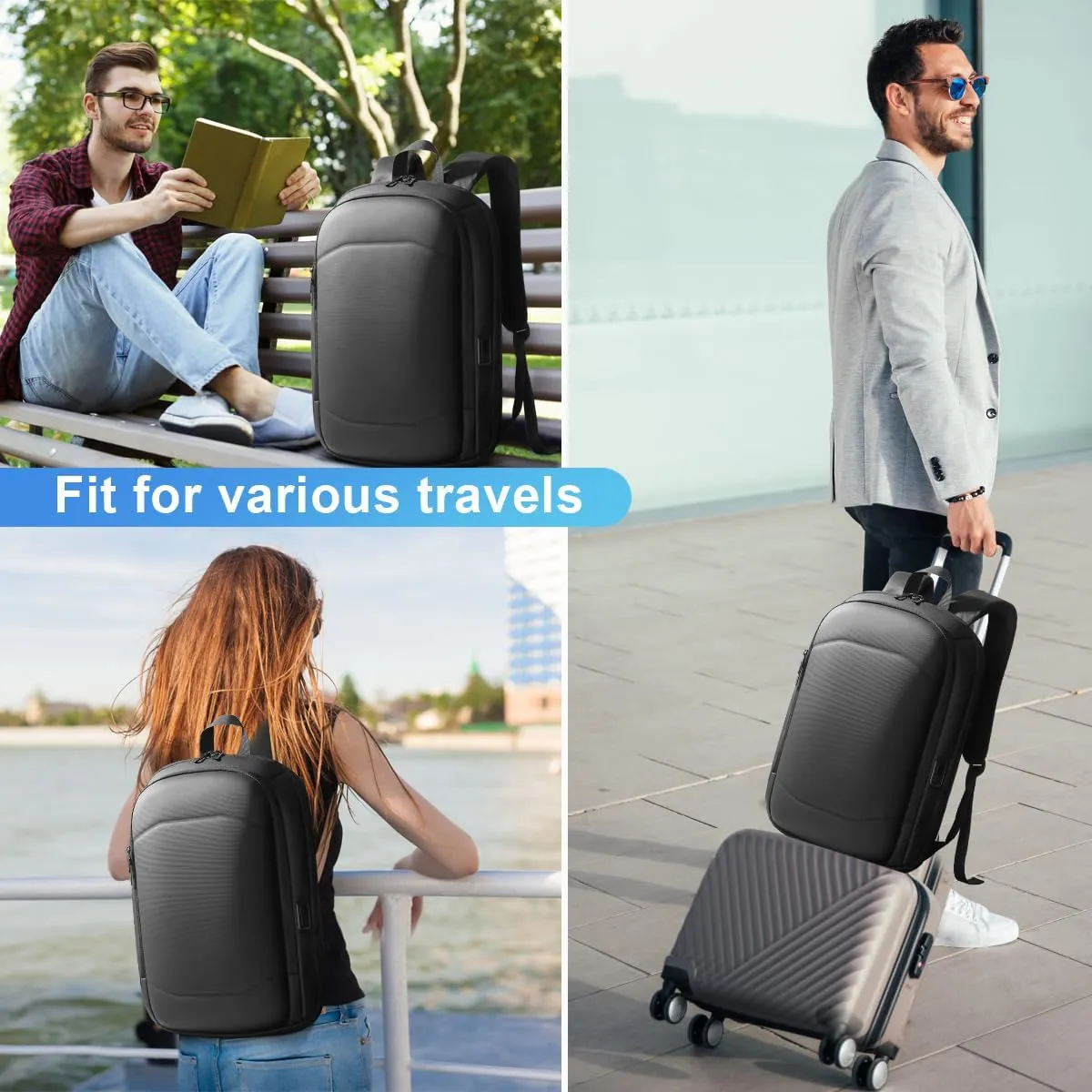 hk Business Backpack for Men 17 Inch,Slim & Expandable Waterproof Travel Laptop Backpack with USB Charging,Anti-Theft Lightweight Large Work Computer Bag,College Laptop Backpacks Gifts for Men Women