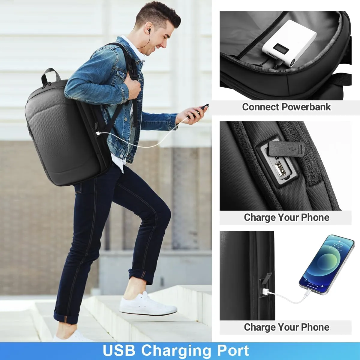 hk Business Backpack for Men 17 Inch,Slim & Expandable Waterproof Travel Laptop Backpack with USB Charging,Anti-Theft Lightweight Large Work Computer Bag,College Laptop Backpacks Gifts for Men Women