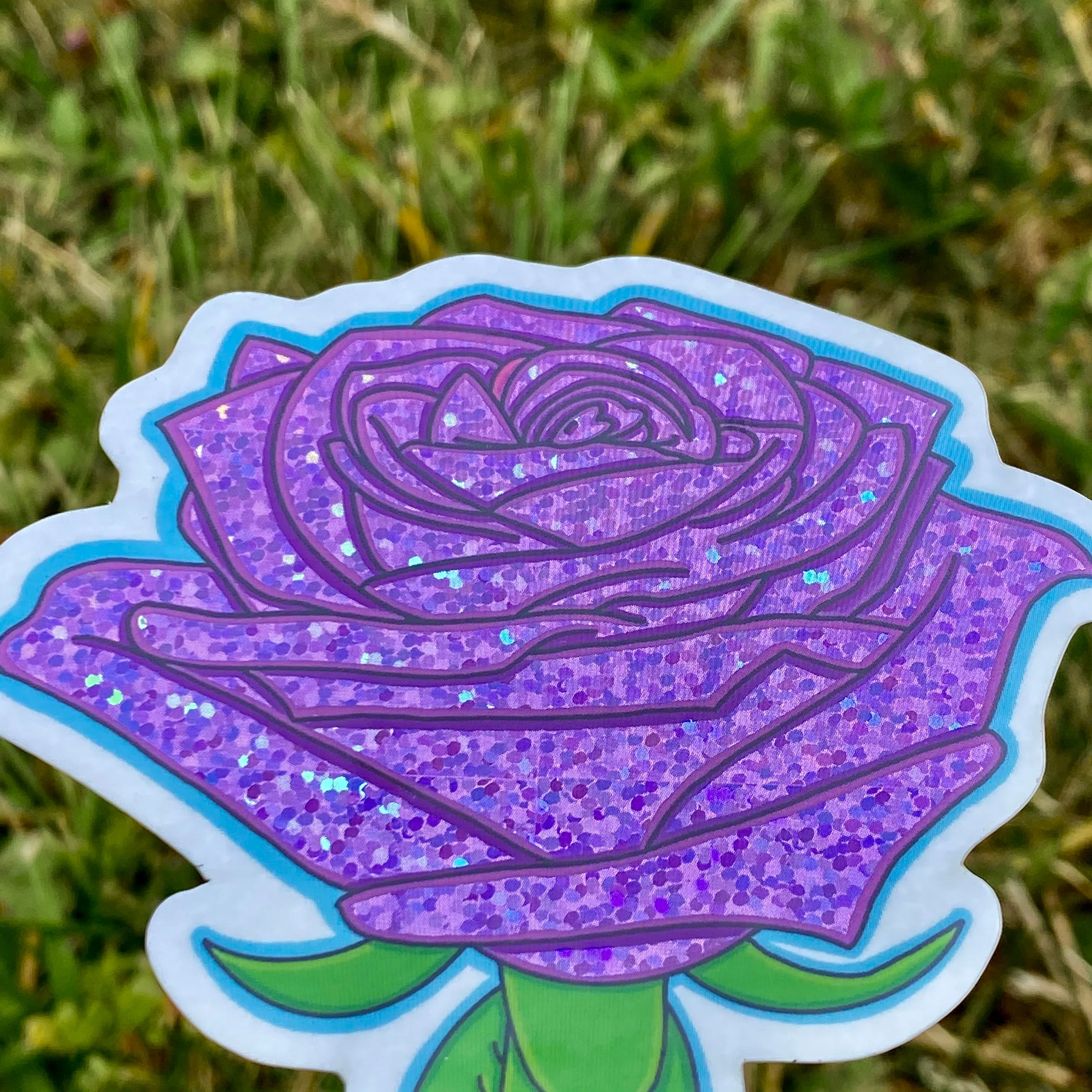 Holographic Glitter Rose Sticker🌹💜(Purple)