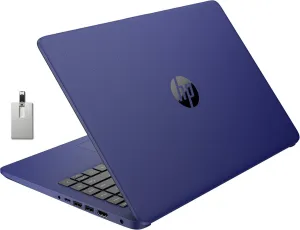 HP Premium Stream 14" HD BrightView Laptop, Intel Celeron N4120, 4GB RAM, 64GB eMMC, Intel UHD Graphics, 1 Year Office 365, 720p Webcam, WiFi, HDMI, Win 11s, Blue, 32GB Hotface USB Card