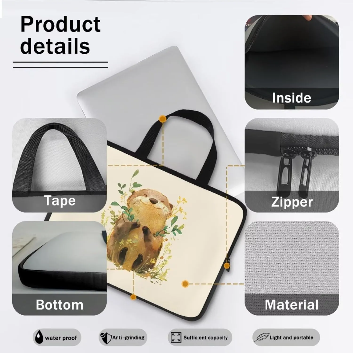 HUGS IDEA Laptop Bag BriefcasePortable Computer Messenger Bag Handbag Carrying Case for Office